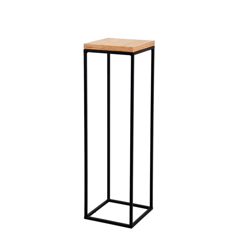 Kwietnik stojący metalowy pojedynczy e-floor Loft rozmiar M 19 x 19 x 64 cm czarny półka drewniana 1 szt