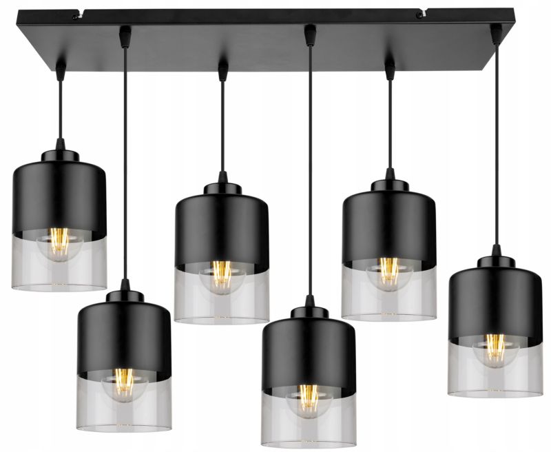 Lampa sufitowa wisząca Light Home LH Roma klosz szklany 6x E27 60W czarny 1szt.