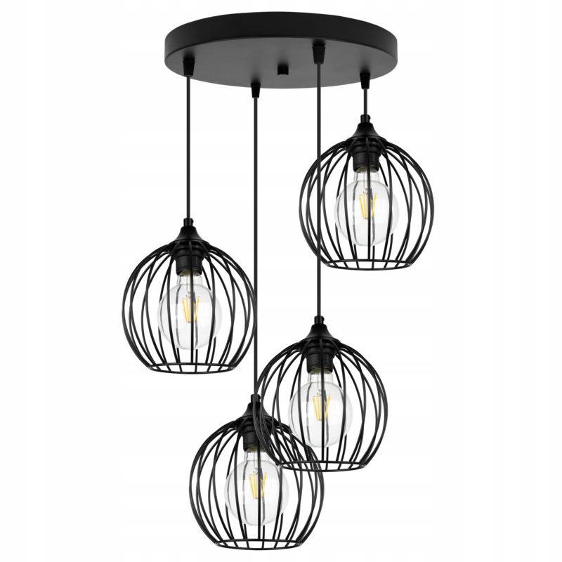Lampa sufitowa wisząca Light Home LH Toronto okrągła 4x E27 60W druciak czarny 1szt.
