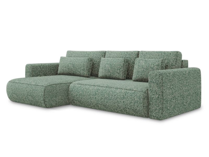 Narożnik lewostronny z funkcją spania Makamii Kapua z tkaniny strukturalnej 278x149 cm jasnozielony 1 szt.