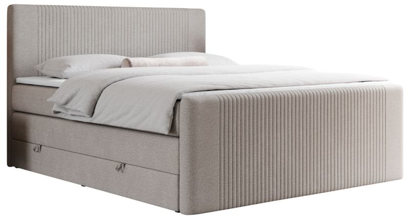 Łóżko kontynentalne MKS Meble KING DOREN 180x200 H3 beżowy struktura 1szt.
