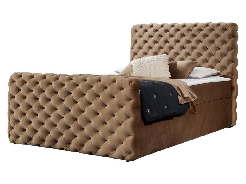 Łóżko kontynentalne MIRJAN 24 Chesterfield Lux 140x200 ciepły brąz 1 szt.