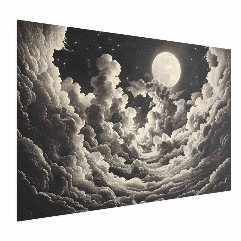 Plakat Artgeist Księżyc wśród chmur 60x40 cm bez ramy 1 szt