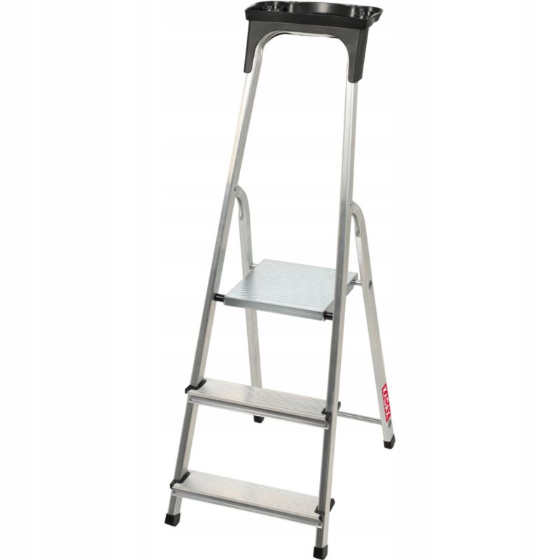 Drabina KADAX Aluminiowa Domowa 3 Stopniowa Składana Półka 125kg Produkt Polski 1szt.