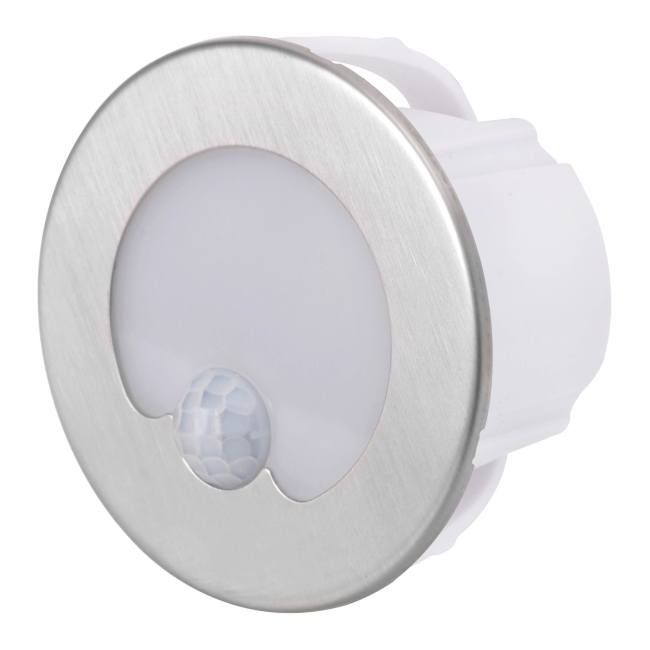 Lampa schodowa LED DPM 1,2 W 4000 K IP20 okrągła z czujnikiem ruchu stal nierdzewna