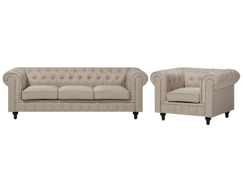 Komplet wypoczynkowy Chesterfield Beżowy dla 4 osób 1 kpl