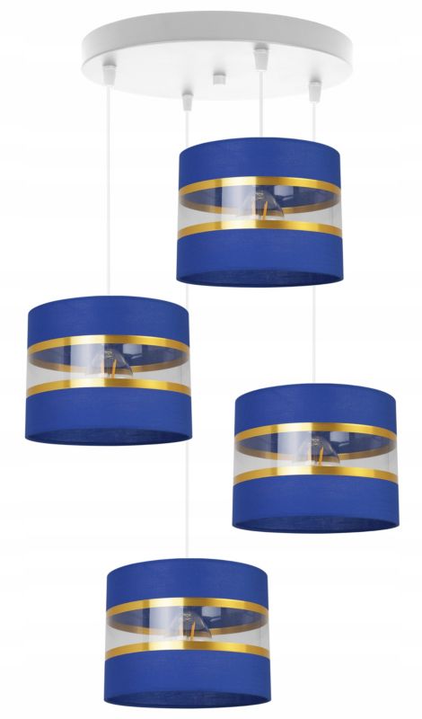 Lampa sufitowa wisząca Light Home LH Elegance Gold 4x E27 60W okrągły granatowy/biały 1szt.