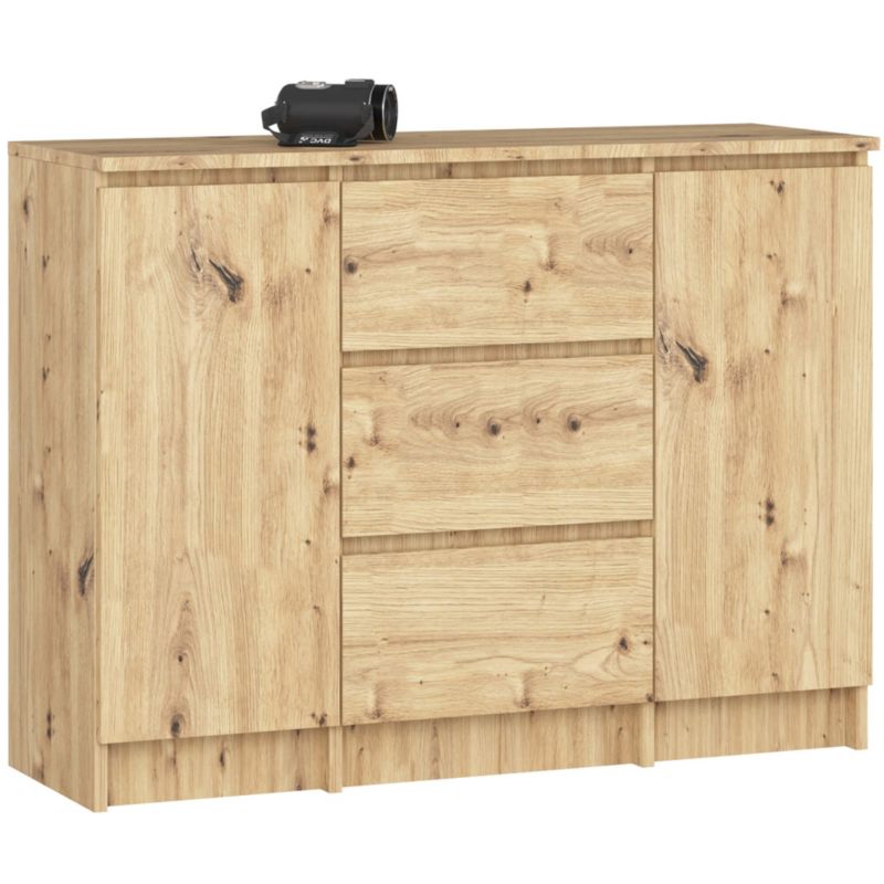 Komoda AKORD K100 kolor Dąb Artisan mat 101 cm 2 drzwi 3 szuflady 4 półki 101x35x76 cm 1 szt.