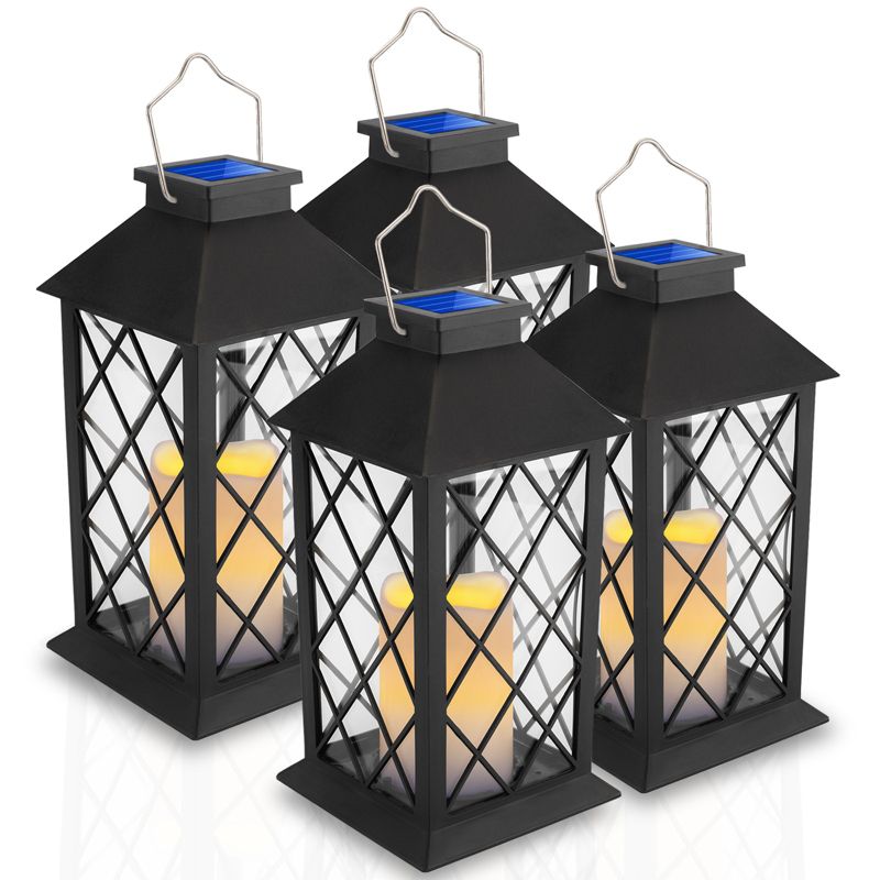 Lampa Solarna Lumiled Ogrodowa Latarnia LED Stojąca IP44 Wisząca Czarna Latarenka 4 szt.