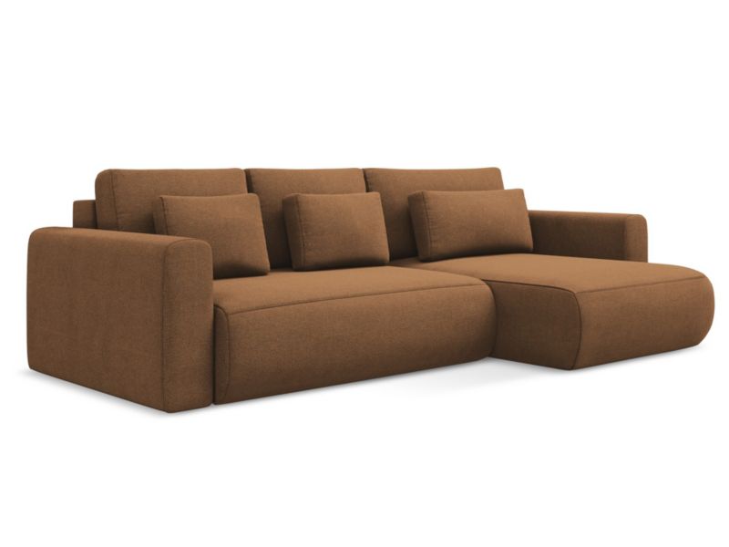 Narożnik prawostronny z funkcją spania Makamii Kapua z tkaniny strukturalnej 278x149 cm terakota 1 szt.