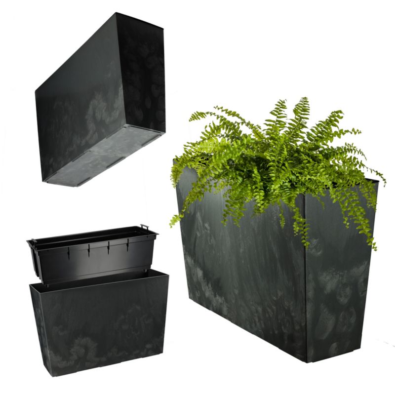 Doniczka KADAX Donica Na Kwiaty Kwietnik Wysoka + Wkład 19x56cm Czarny Beton 1 szt.