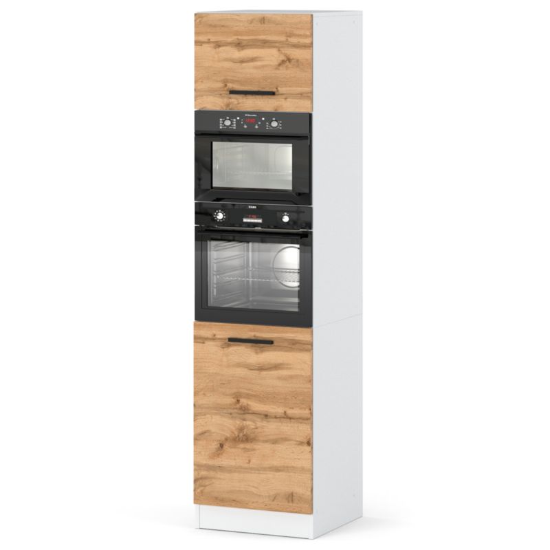 Szafka Kuchenna Hurtownia-Mebli Stojąca Do zabudowy piekarnika Blanka Słupek S60 60cm Biały Mat Dąb Wotan 60x58.5x217 cm 1szt.