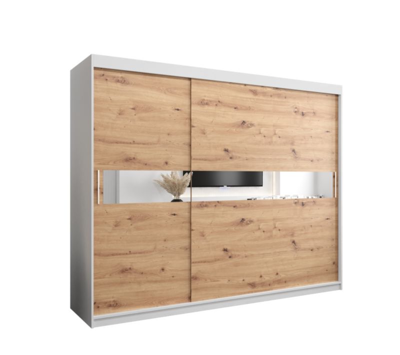 Szafa przesuwna Garderoba Abiks HAWANA 3 250 biały mat + dąb artisan 1 szt.