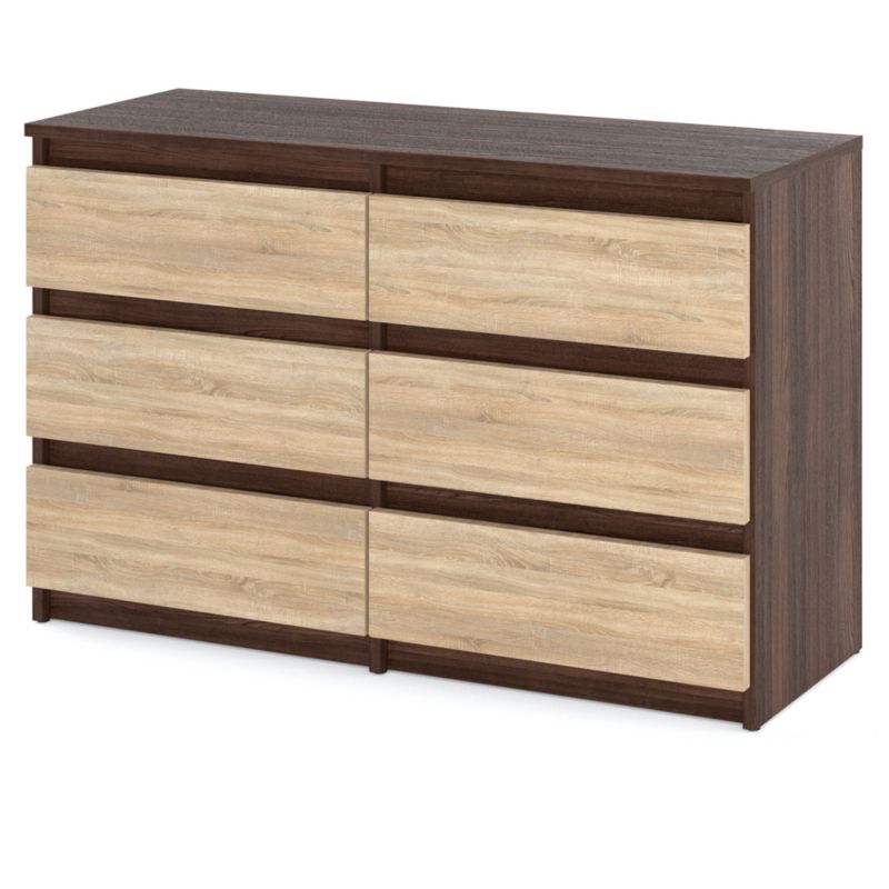 Komoda Hurtownia-Mebli Szuflady 6 Hugo Średnia 100cm Dąb Wenge Dąb Sonoma 100x33.5x71.5 cm 1szt.