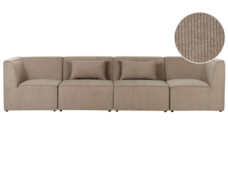 Sofa modułowa Lemvig Sztruks Beżowoszary dla 4 osób 1 kpl