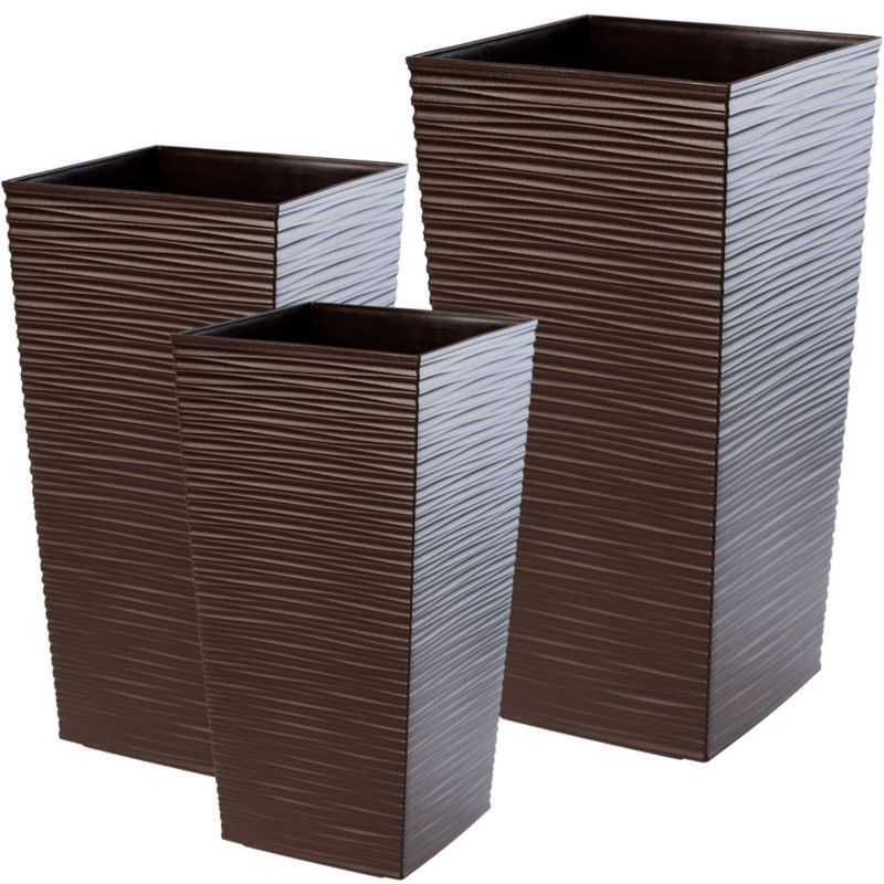 Doniczka KADAX Zestaw 3x Donica + Wkład Kwietnik Wysoka Ogrodowa mokka 57cm 3 szt.
