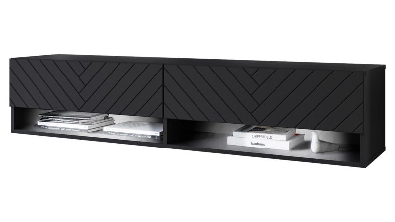 Szafka RTV MIRJAN 24 A140 MDF z oświetleniem LED RGB czarny grafit/jodełka czarny 1 szt.