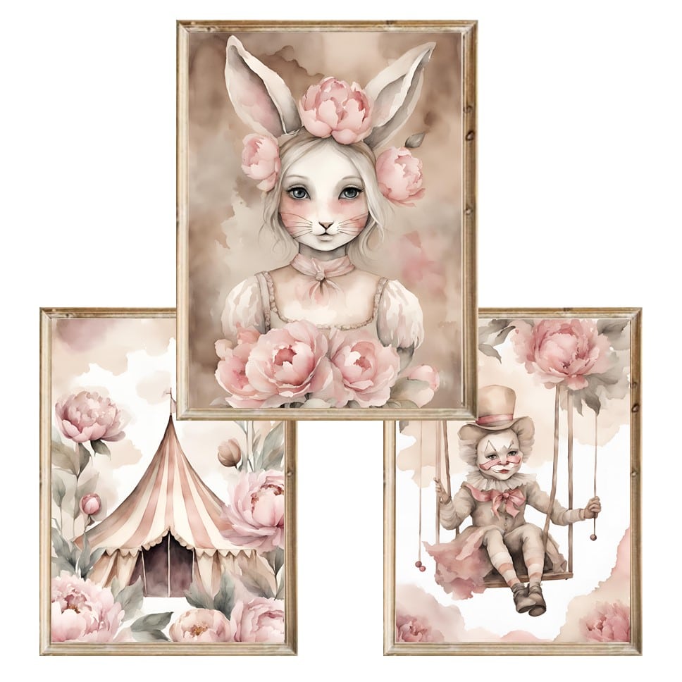 Zestaw trzech plakatów dla dzieci Circus Girl - A4