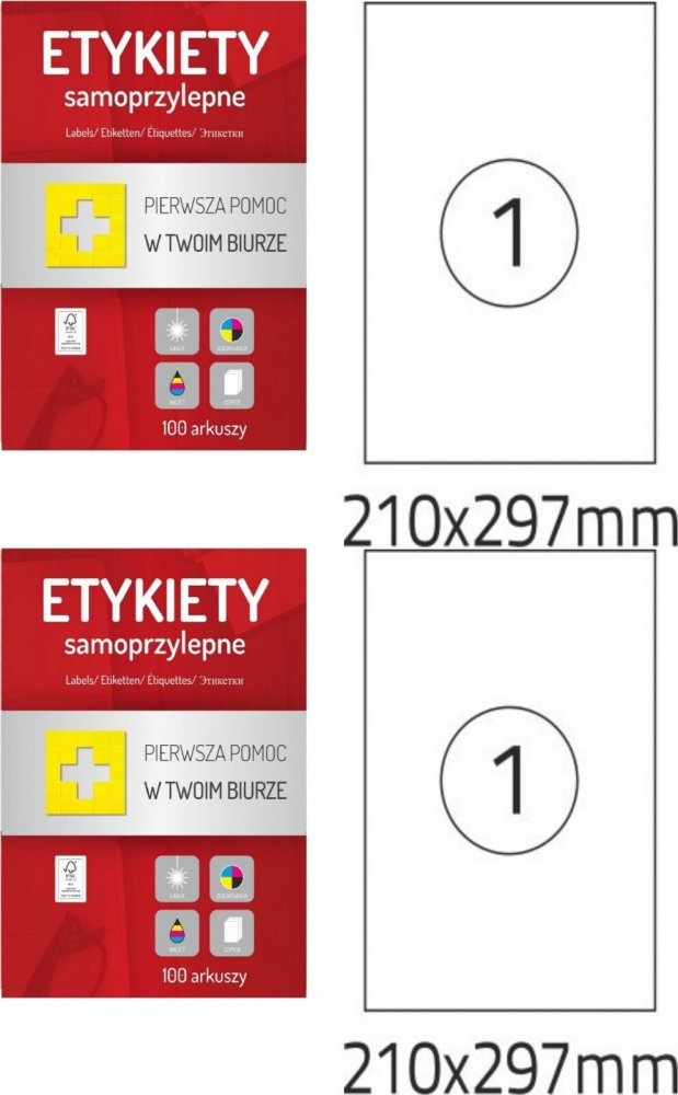 2x Etykiety samoprzylepne Dalpo Memo Label, 210x297mm, 100 arkuszy, biały