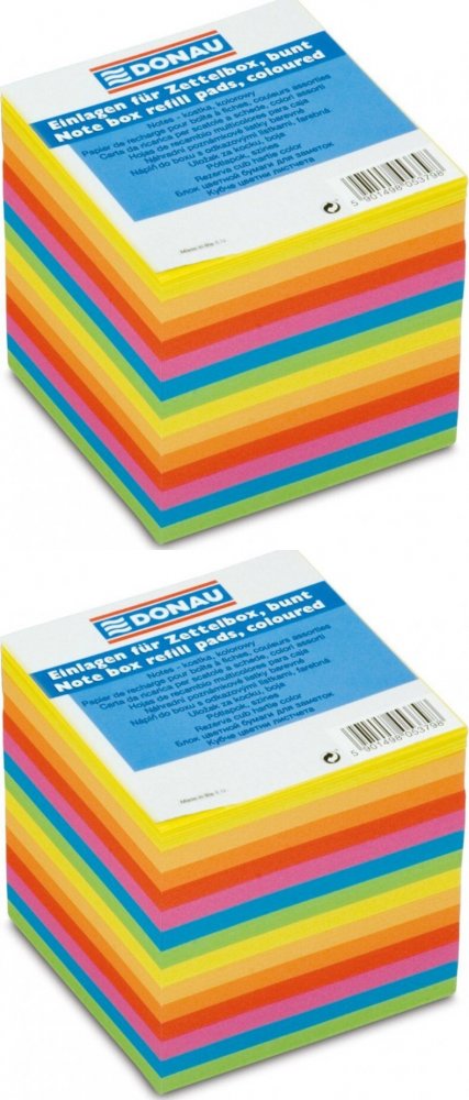 2x Karteczki do notatek Donau, nieklejone, 90x90x90mm, 800 kartek mix kolorów