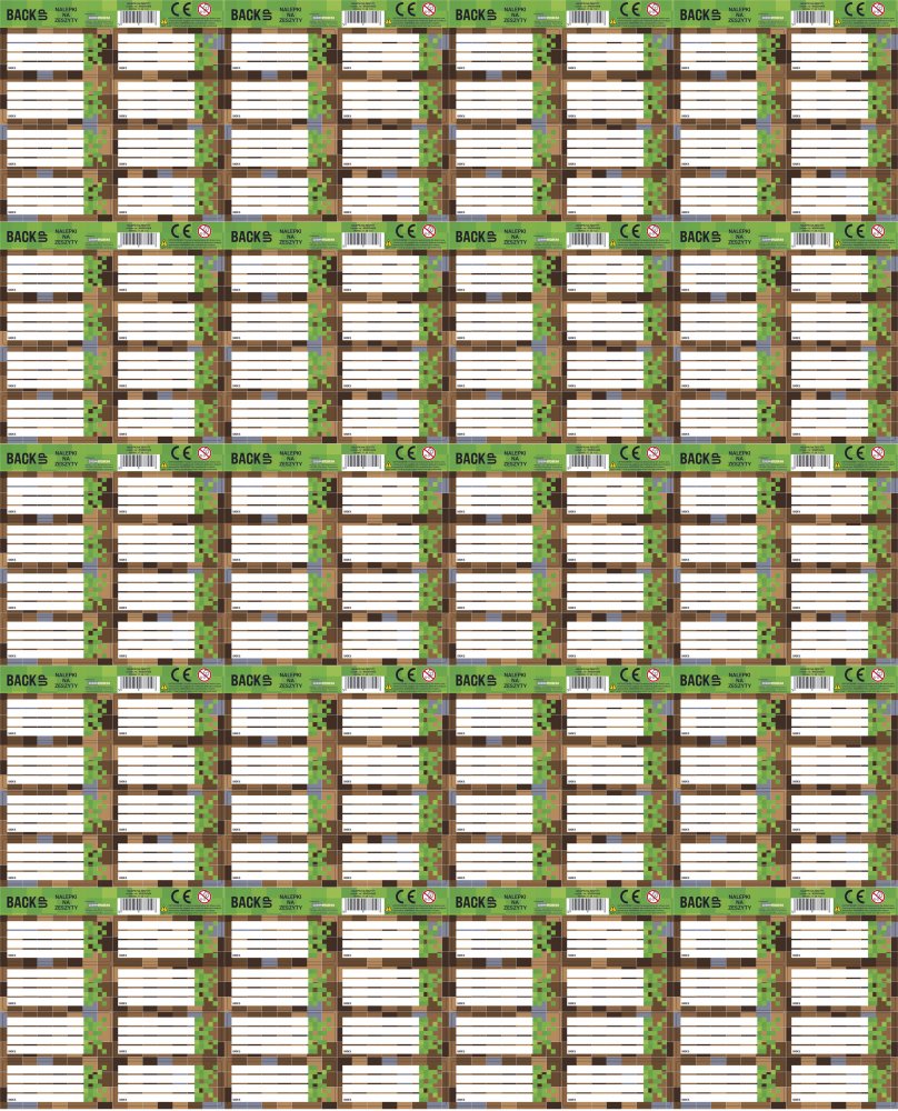 20x Naklejki na zeszyty Backup Game 4 A 68, 1 arkusz, 8 sztuk