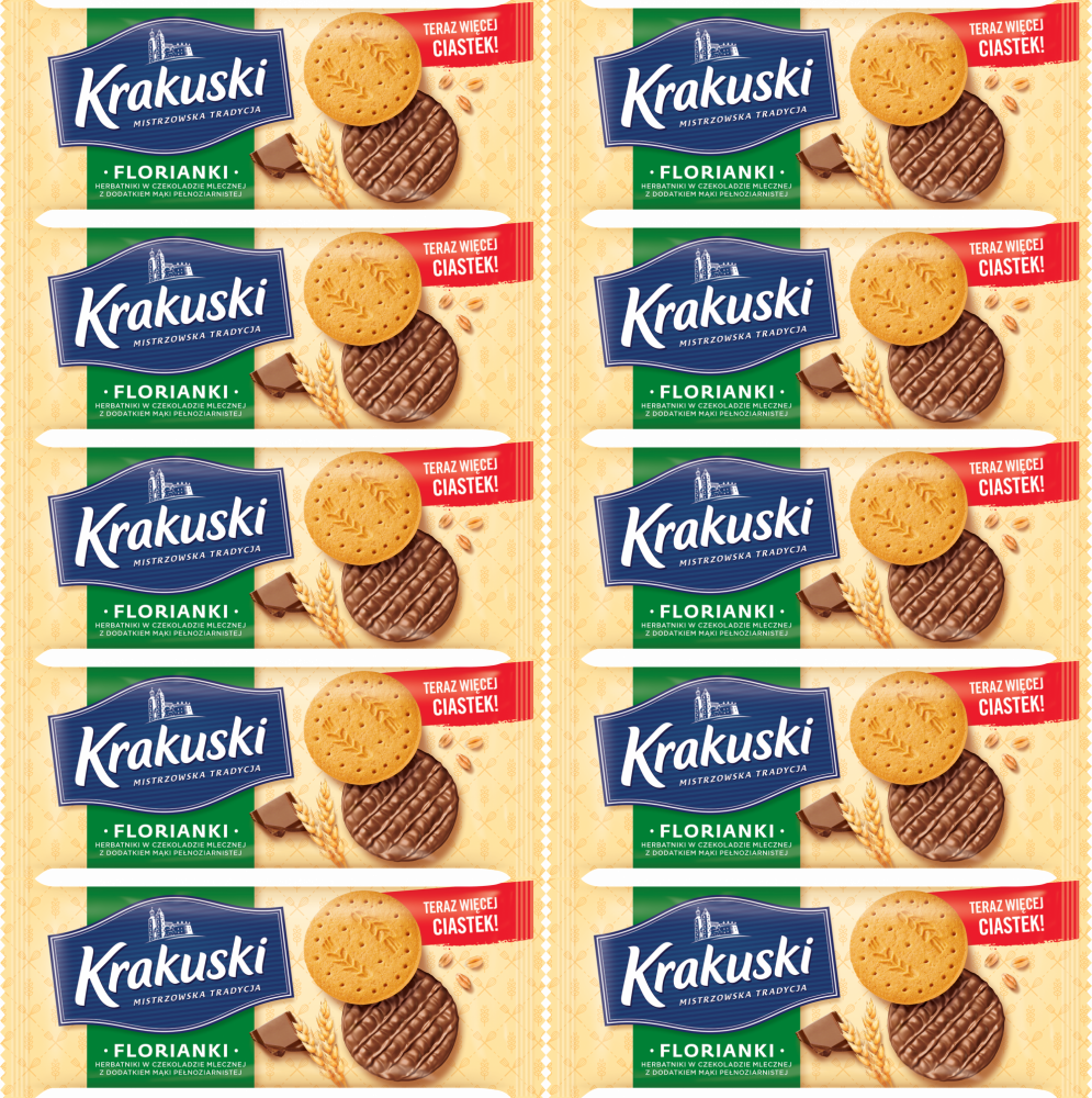 10x Herbatniki Krakuski Florianki, z czekoladą, 171g