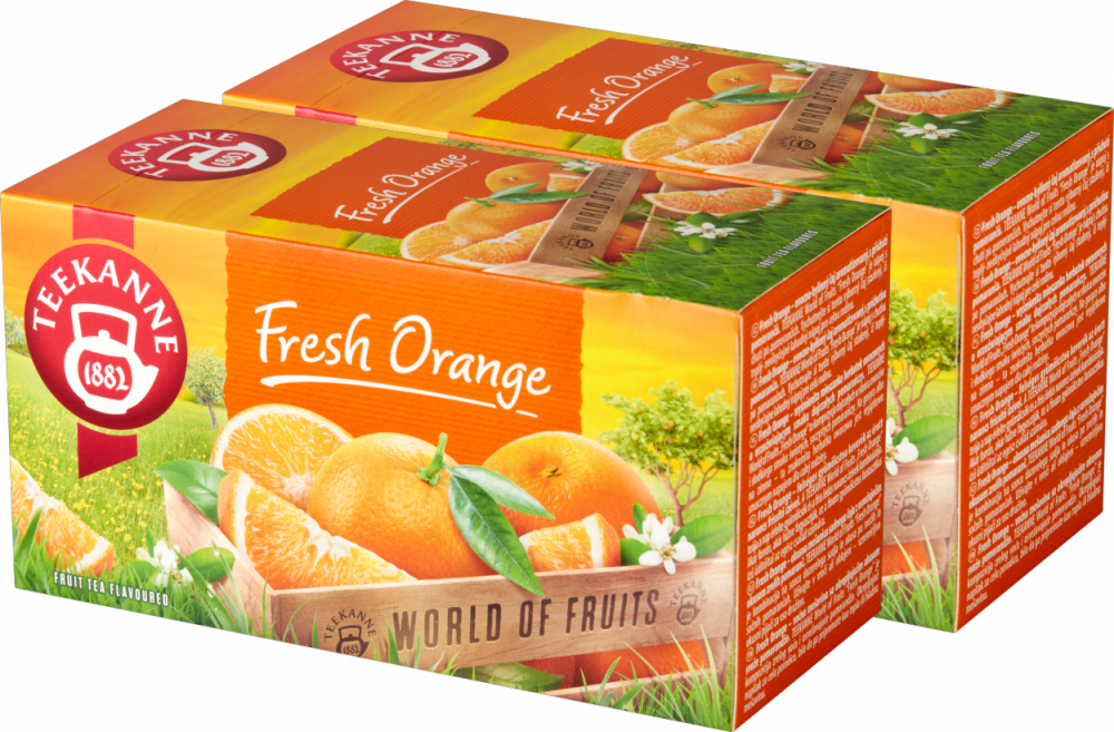 2x Herbata owocowa w kopertach Teekanne World of Fruits Fresh Orange, pomarańcza, 20 sztuk x 2.5g