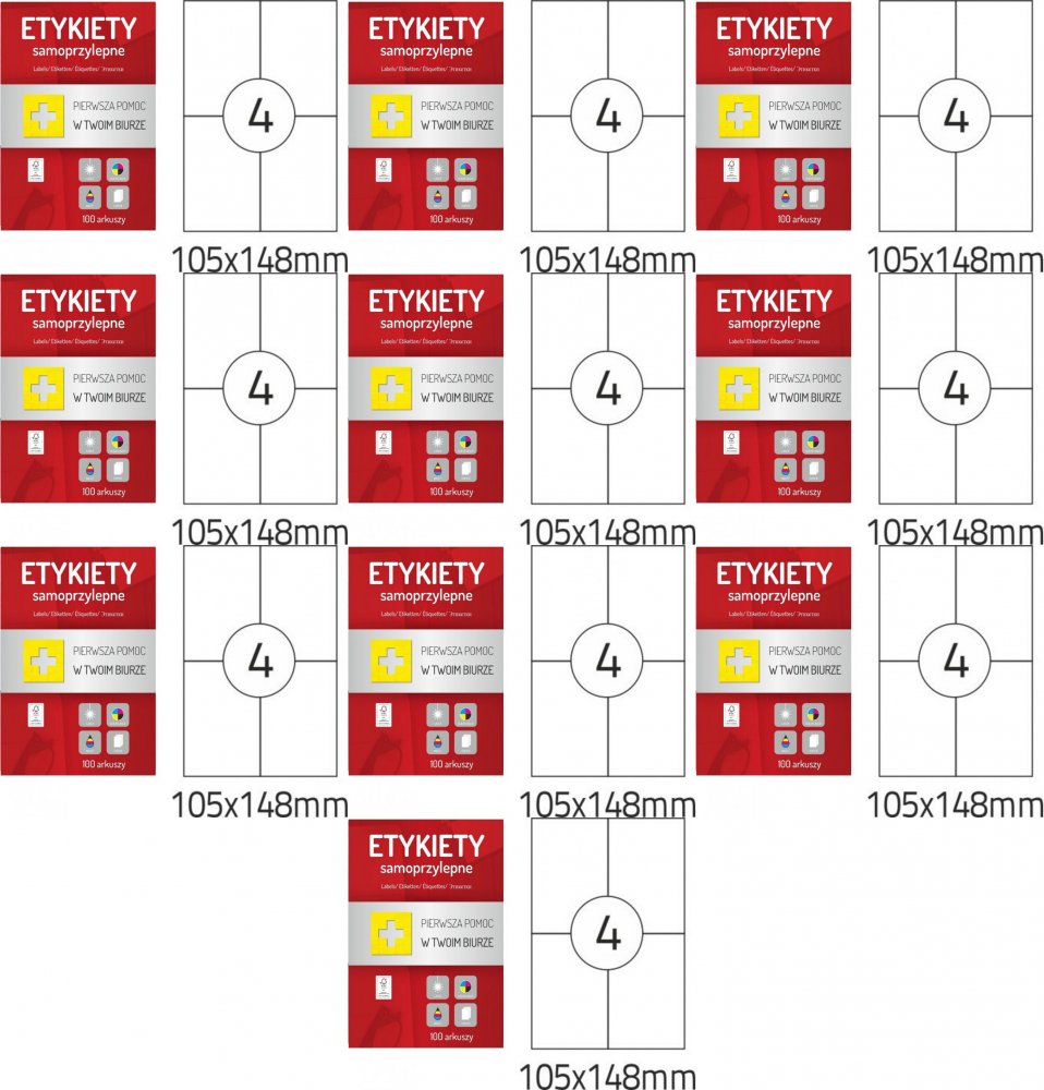 10x Etykiety samoprzylepne Dalpo Memo Label, 105x148mm, 100 arkuszy, biały
