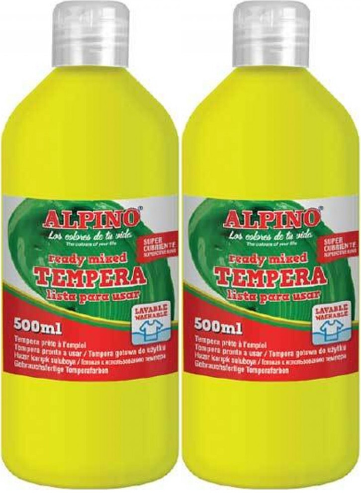 2x Farba plakatowa Alpino, w butelce, 500ml, żółty