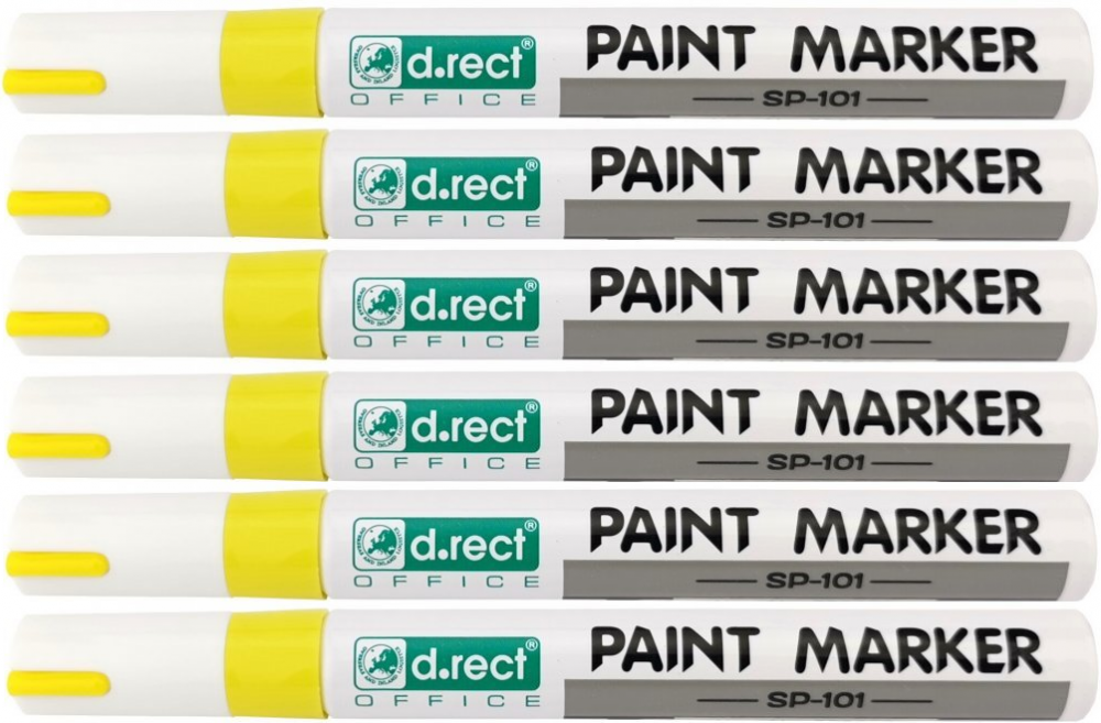 6x marker olejowy D.Rect, SP-101, okrągła, 4.5 mm, żółty