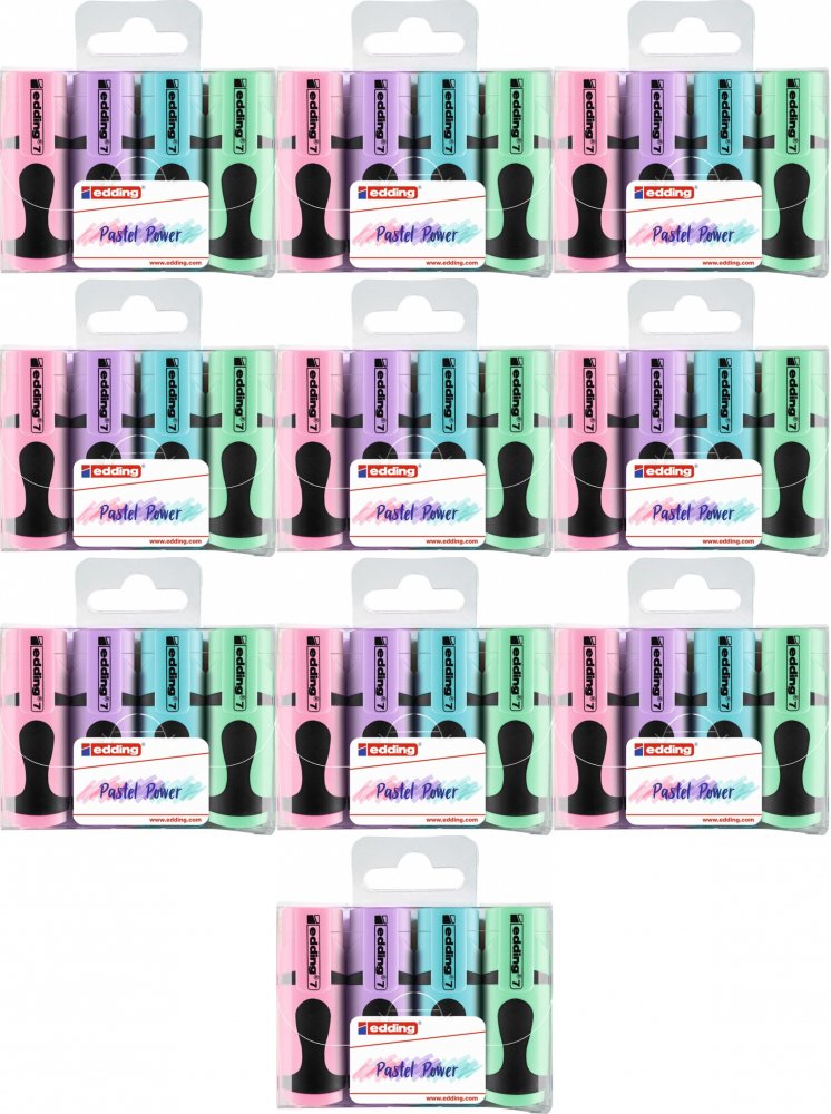 10x Zakreślacz edding 7 mini, 1-3mm, 4 sztuki, mix kolorów pastelowych