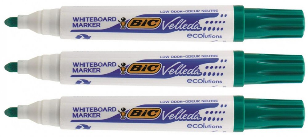 3x marker suchościeralny Bic Velleda, okrągła, 4.95mm, zielony