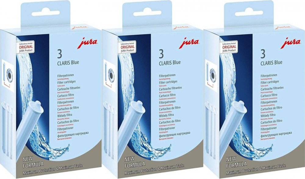 3x Filtr do ekspresu Jura Claris Blue Plus 24231, 3 sztuki, niebieski