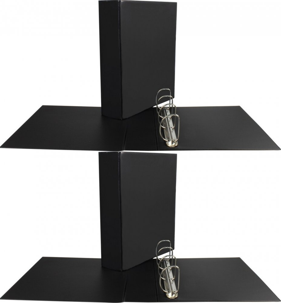 2x Segregator prezentacyjny Biurfol, A4, szerokość grzbietu 65mm, do 280 kartek, 4 ringi, czarny