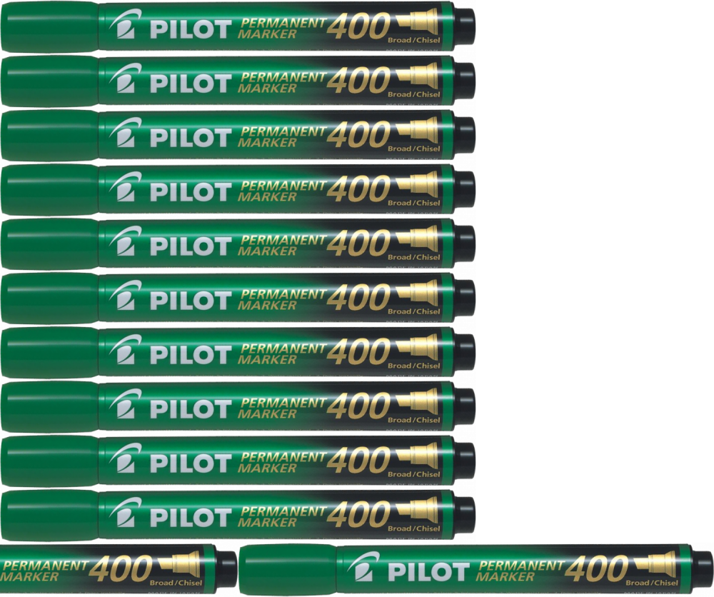 12x Marker permanentny Pilot, SCA 400, ścięta, 4.5mm, zielony