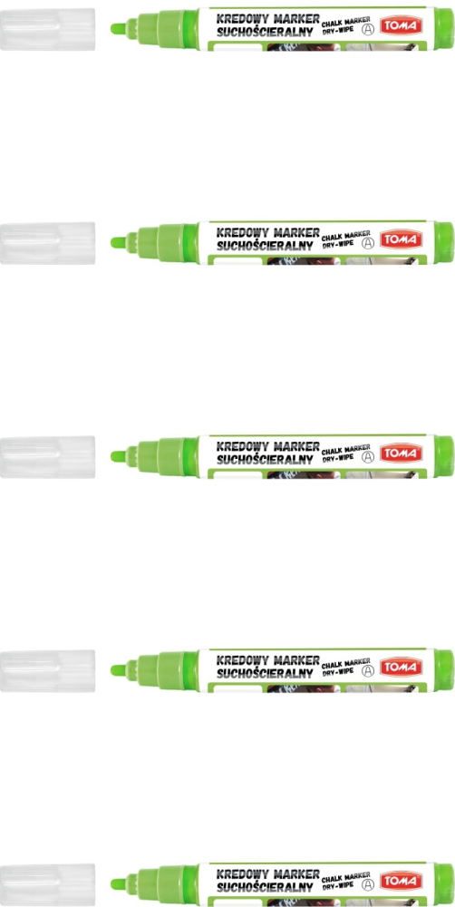5x Marker kredowy suchościeralny Toma TO-296, okrągła, 4.5 mm, zielony