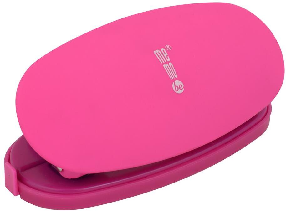 Dziurkacz MemoBe Neon Soft-Touch, do 10 kartek, neonowy różowy