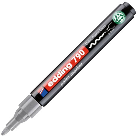 Marker olejowy edding e-790 PCR, okrągła, 2-3 mm, srebrny