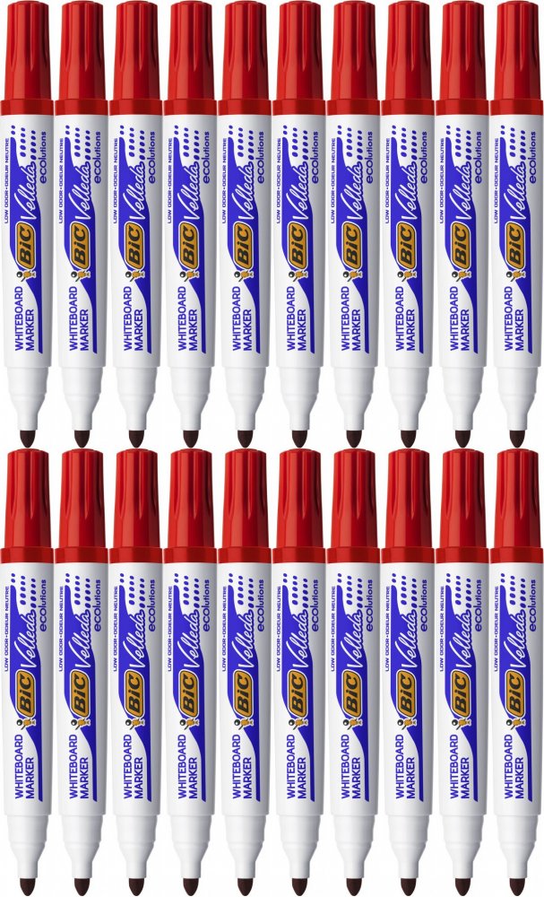 20x Marker suchościeralny Bic Velleda ECOlutions, okrągła, 4.95mm, czerwony
