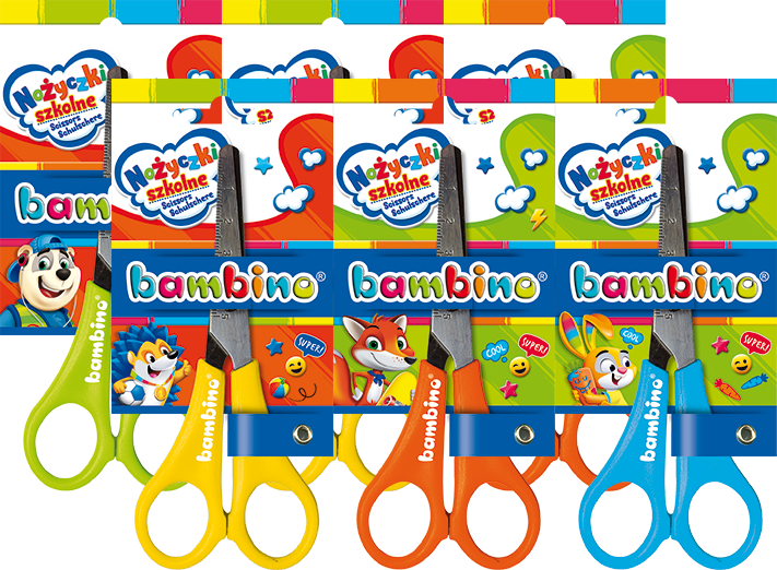 6x Nożyczki dla dzieci Bambino Zwierzaki Uczniaki, z podziałką, blister, mix kolorów