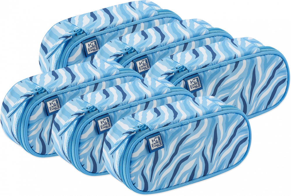 6x Piórnik z klapką Oxford Kids, bez wyposażenia, 23.5x8.5x5cm, poliester, niebieski