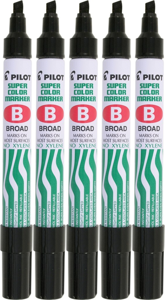 5x Marker permanentny Pilot SCA-B, ścięta, 4.5mm, czarny