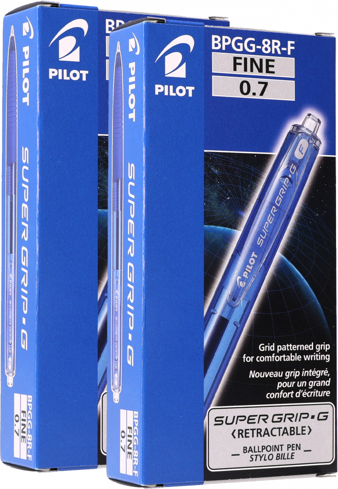 24x Długopis automatyczny Pilot, Super Grip G, 0.7mm, niebieski