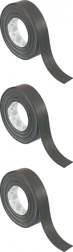 3x Taśma magnetyczna z klejem, 0.4mm x 15mm, 1m, czarny