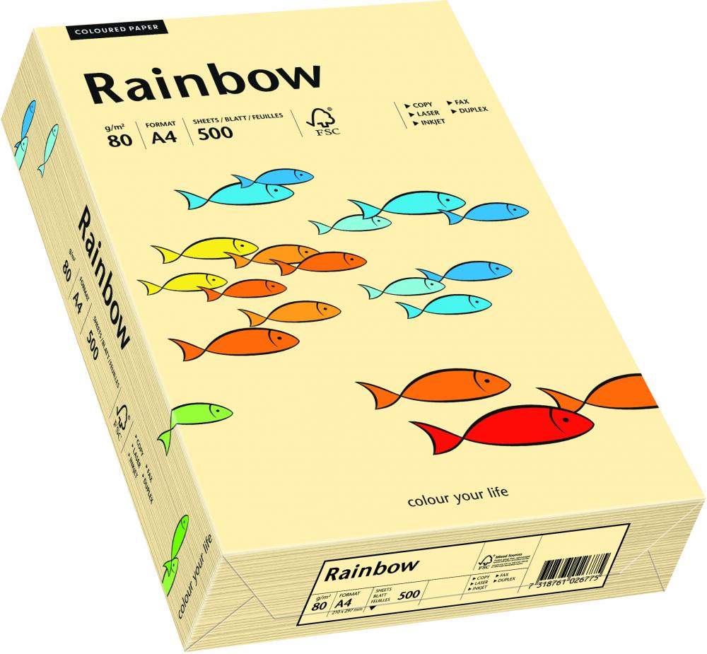 Papier kolorowy Rainbow, A4, 80g/m2, 500 arkuszy, kość słoniowa (R06)