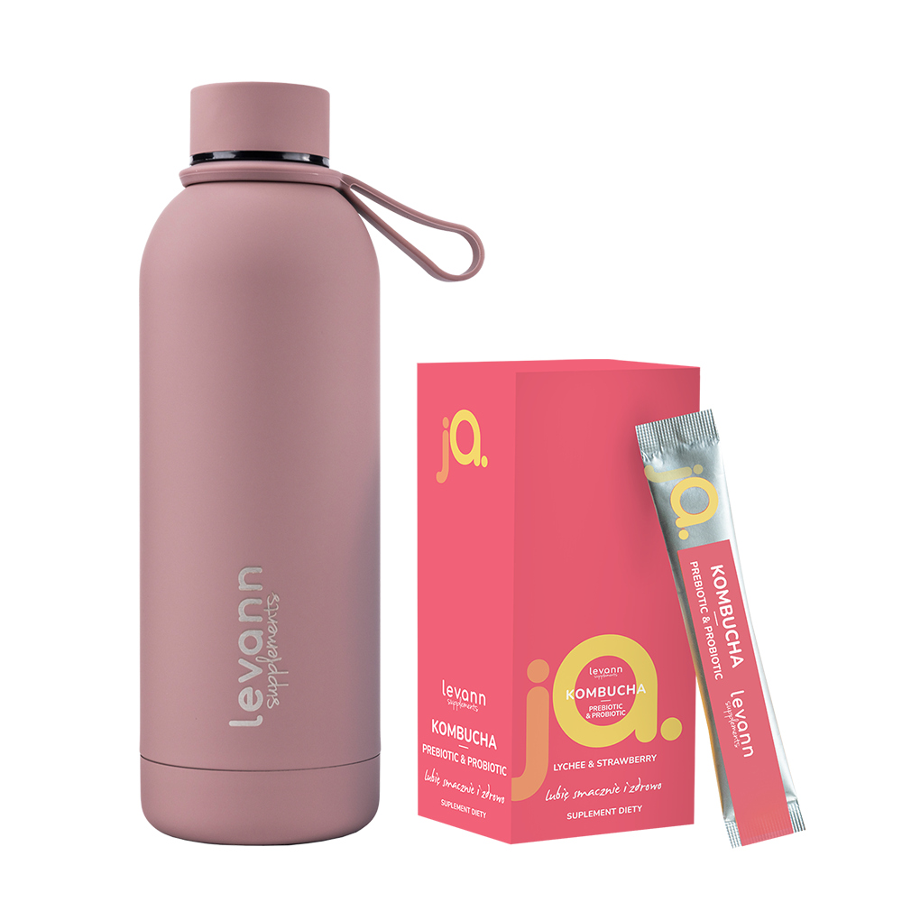 Levann "jA" Kombucha Prebiotic & Probiotic Lychee & Strawberry, 10 saszetek