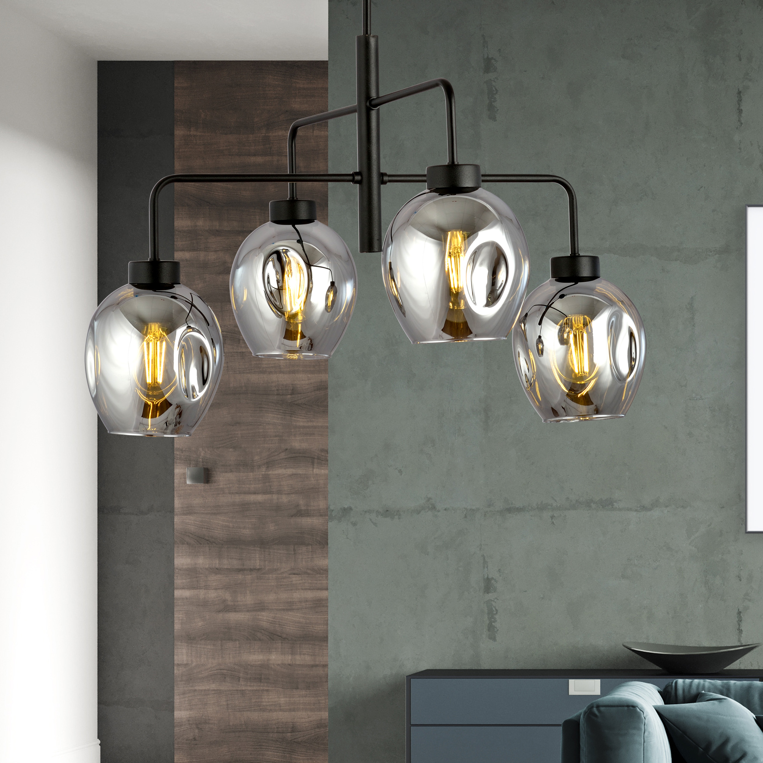 Emibig Lukka lampa podsufitowa 4x15 W czarna-grafitowa 1163/4