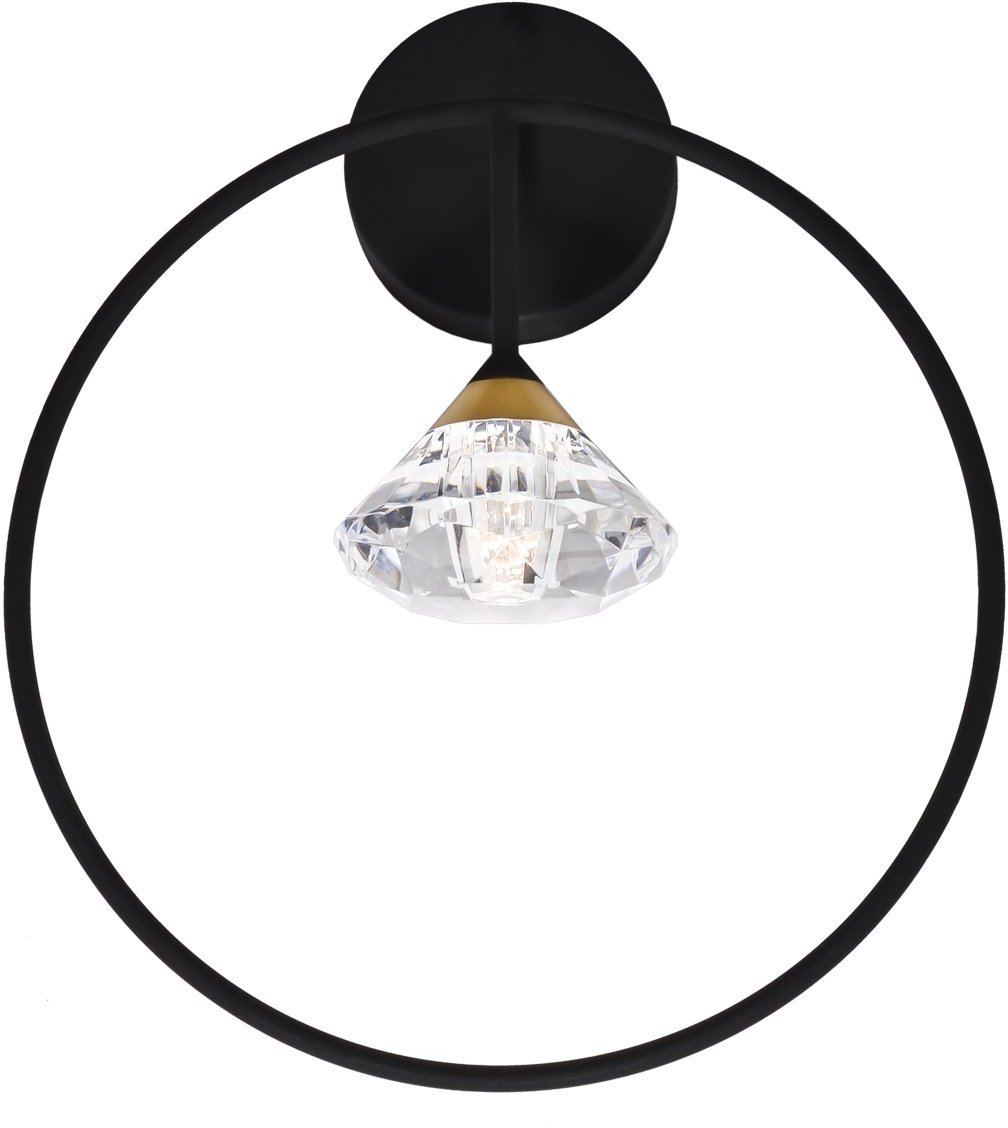 Altavola Design Tiffany kinkiet 1x3W czarny mat/satynowe złoto/przezroczysty LA059/W_black