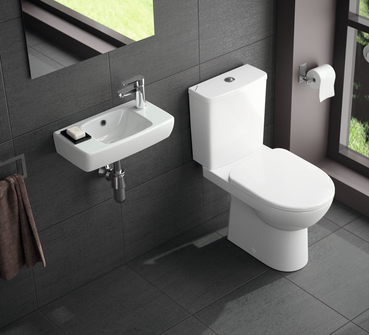 Geberit Selnova Compact umywalka 45x25 cm prostokątna ścienna biała 500.318.01.5