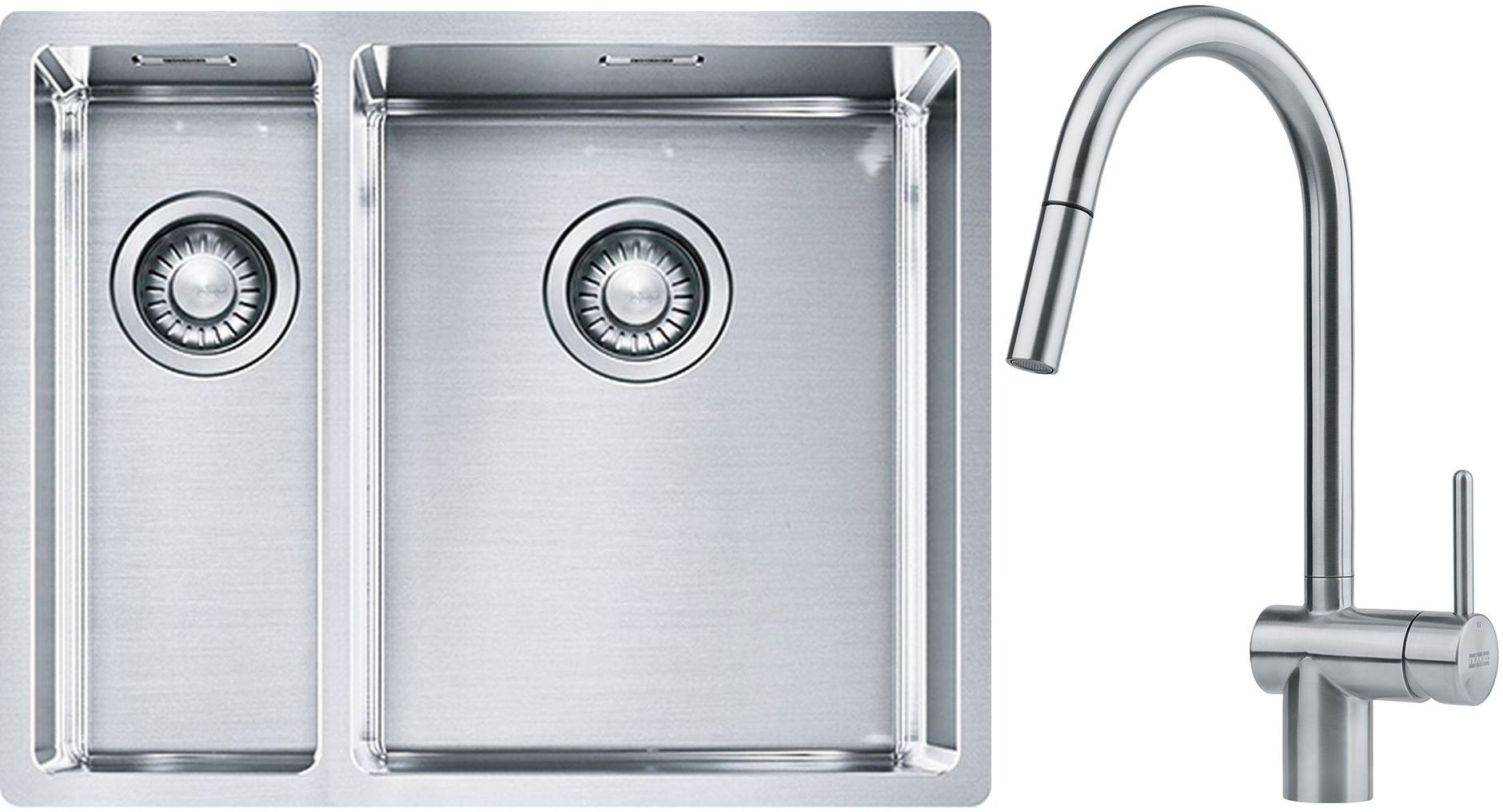 Franke Box BXX 260/160-34-16 zlewozmywak 56x45 cm stalowy z baterią kuchenną Leda Neo stal szlachetna (1270369916, 1150590047)